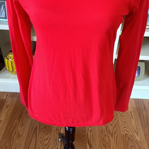 Anthropologie Red 100% Cotton Long Sleeve Mock Turtleneck Size Large - Picture 3 of 12